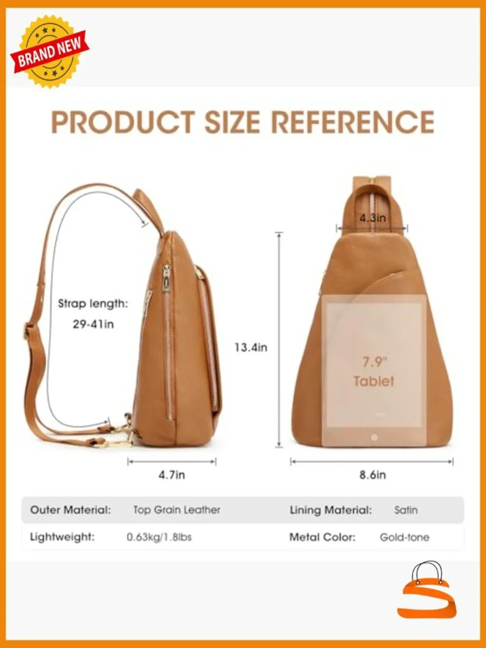 Top Grain Leather Sling Bag Crossbody Fanny Pack RFID Blocking Travel Daypack